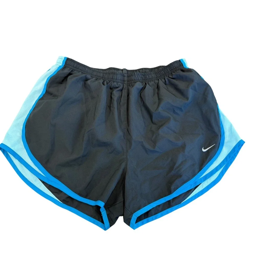Nike Dri-FIT Tempo Running Shorts Womens Large Black Blue Mesh Athletic Gym L